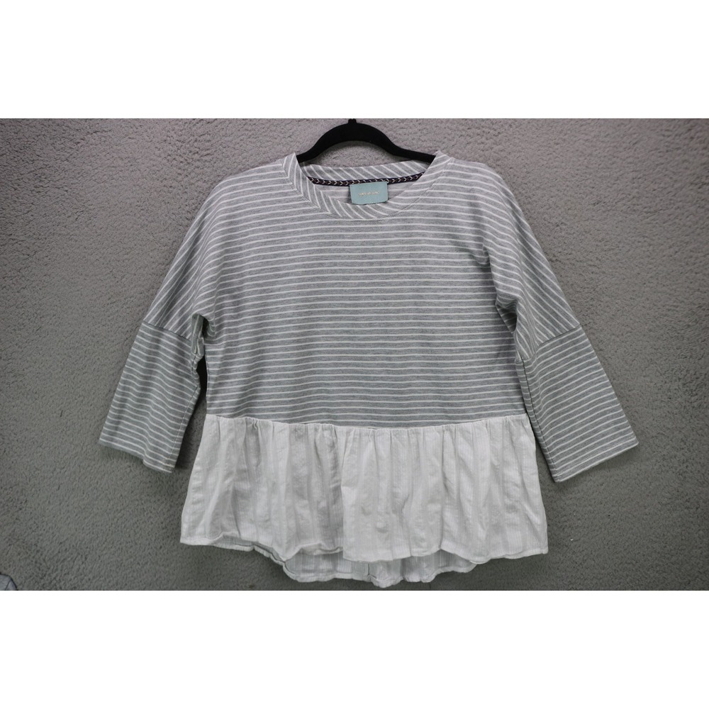 Skies Are Blue 3/4 Dolman Sleeve Striped Skirted Boxy Top-XS-Preppy-Acadamia